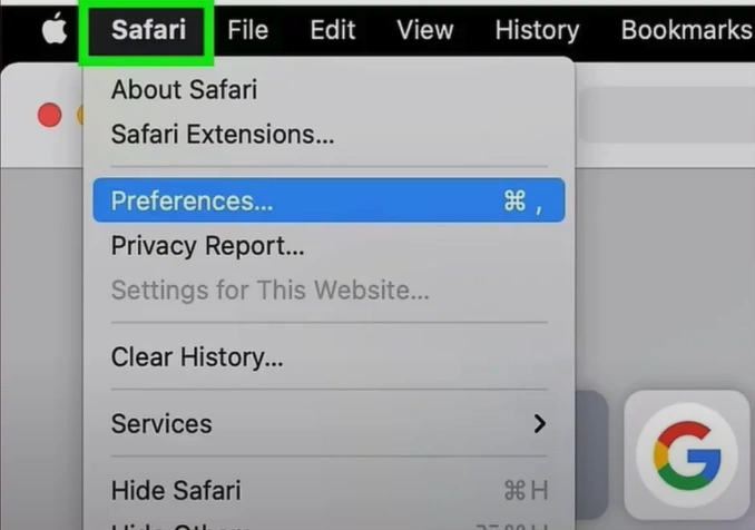 Click on the Safari tab next