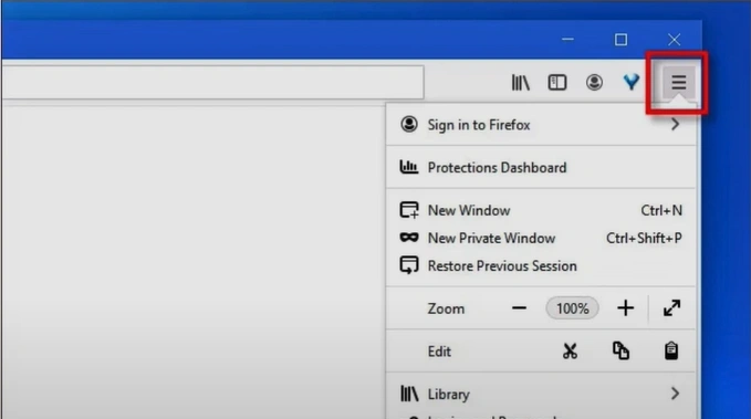 Click on the three-line menu