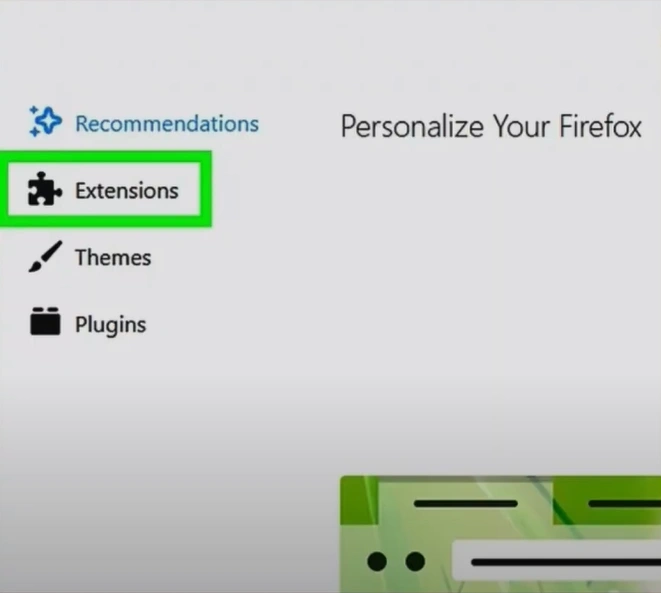 Open the Extensions option