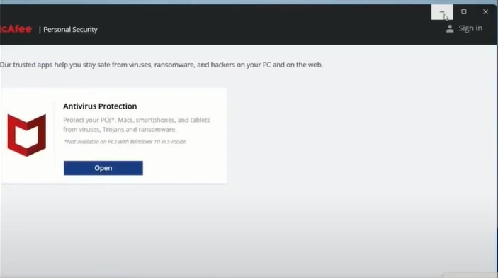 Close the antivirus program