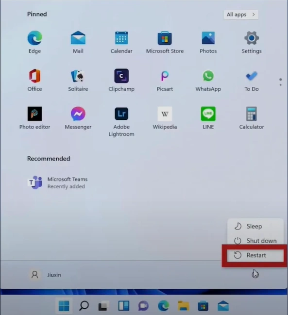 Click Restart
