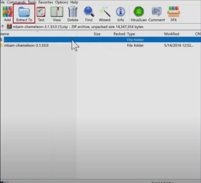 select the file, and click Extract To