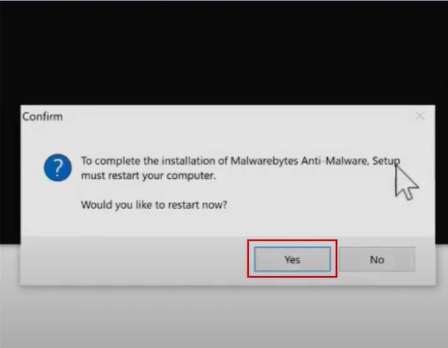 Click Yes in the Confirm pop-up window