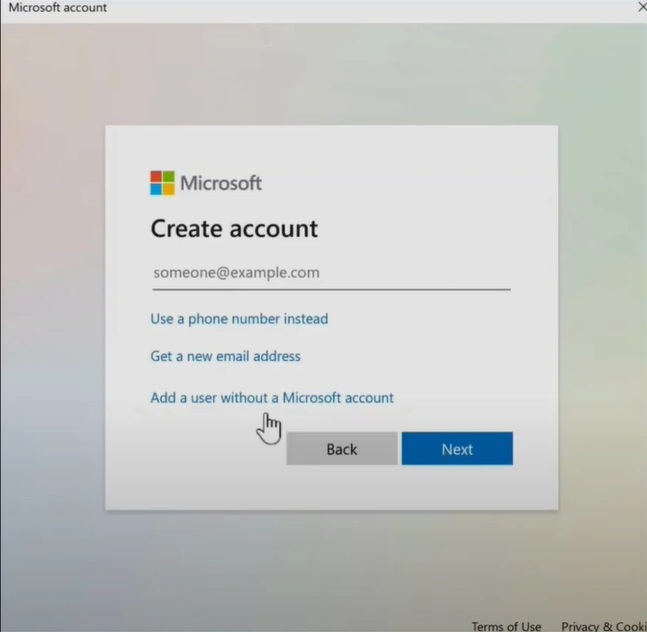 Add a User Without a Microsoft Account