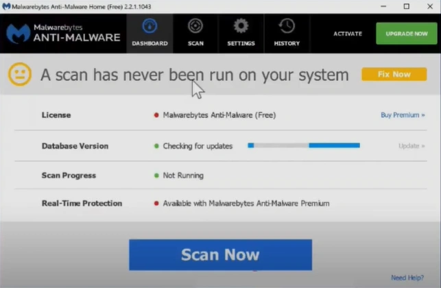 Try to open Malwarebytes and see