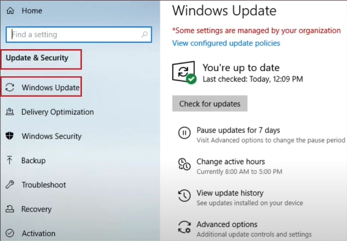 Select Update & Security