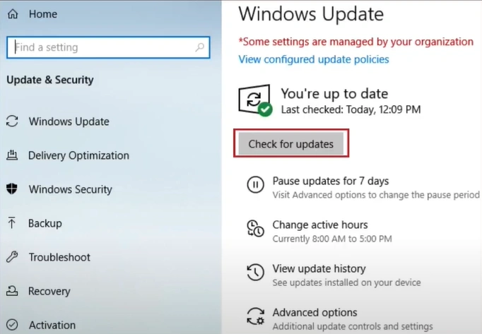 click "Check for Updates