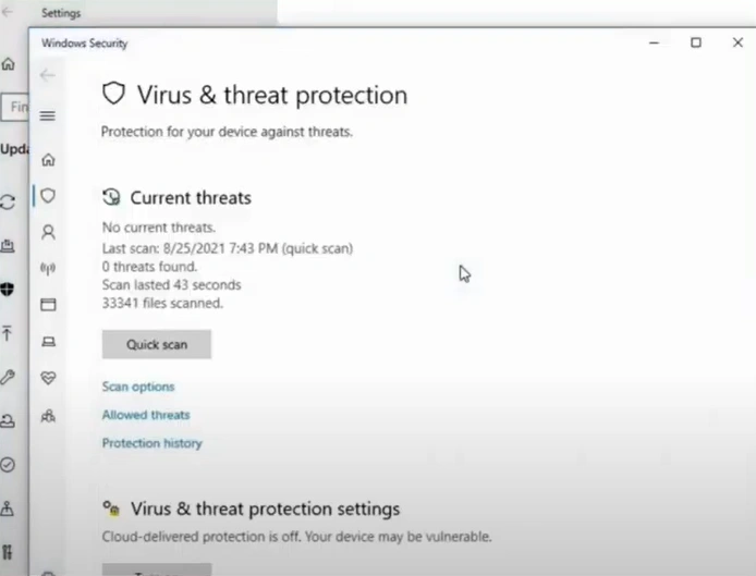 Click on Virus & Threat Protection