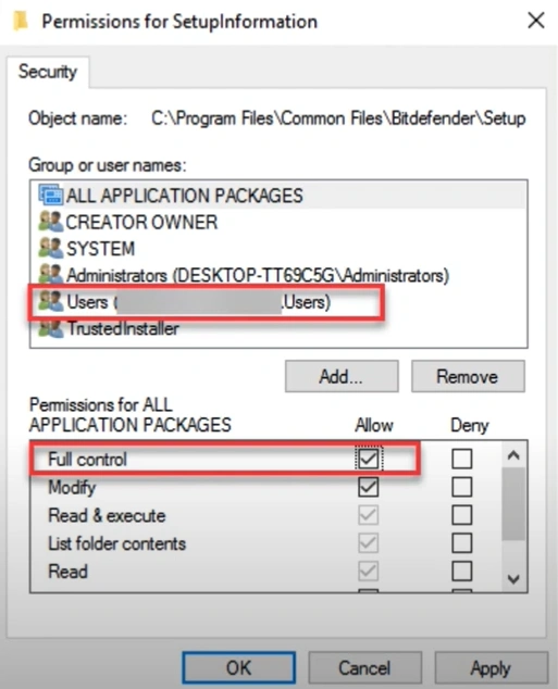 Select your Windows username