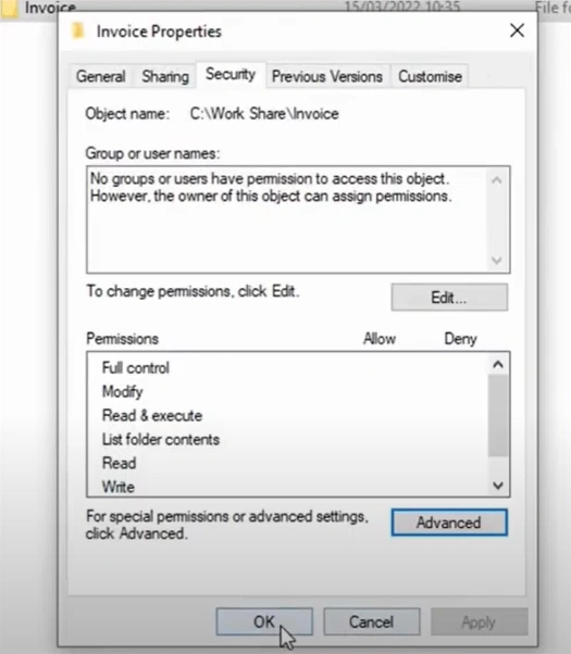 Click OK to save the changes