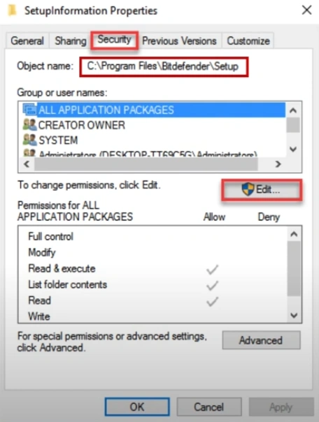 Make sure to set full permission