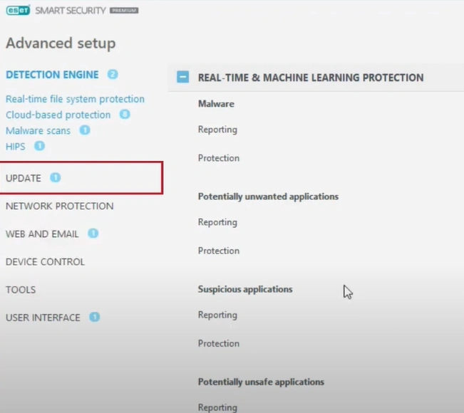 In the Advanced Setup window