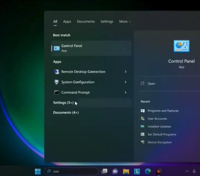 Click on the Windows search button
