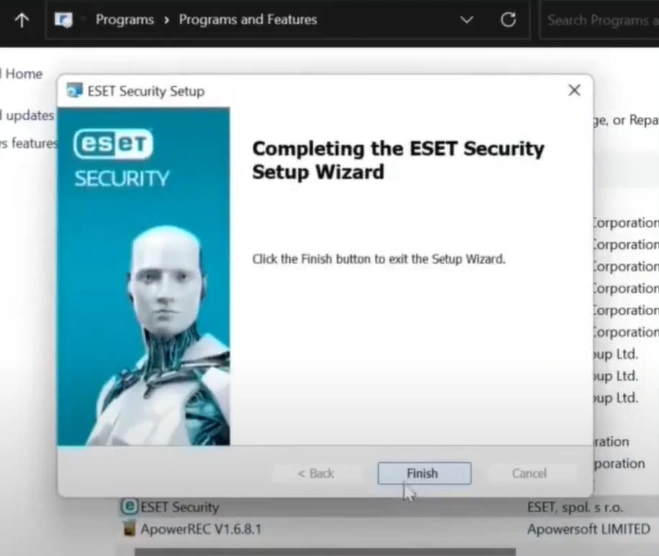 click Finish to exit the Setup