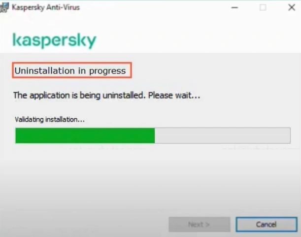 start uninstalling the program