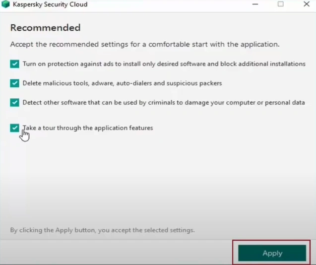 Review the settings options in the Recommended