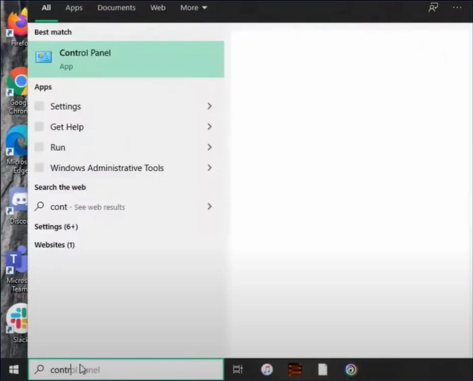 Click on the Windows search menu