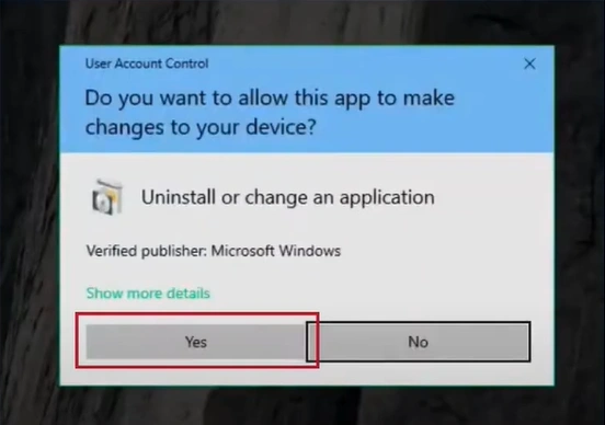 User Account Control pop-up permission
