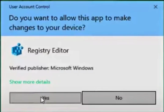 Account Control pop-up permission
