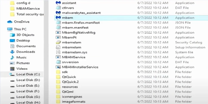 right-click on the Malwarebytes application
