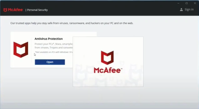 Launch your McAfee app