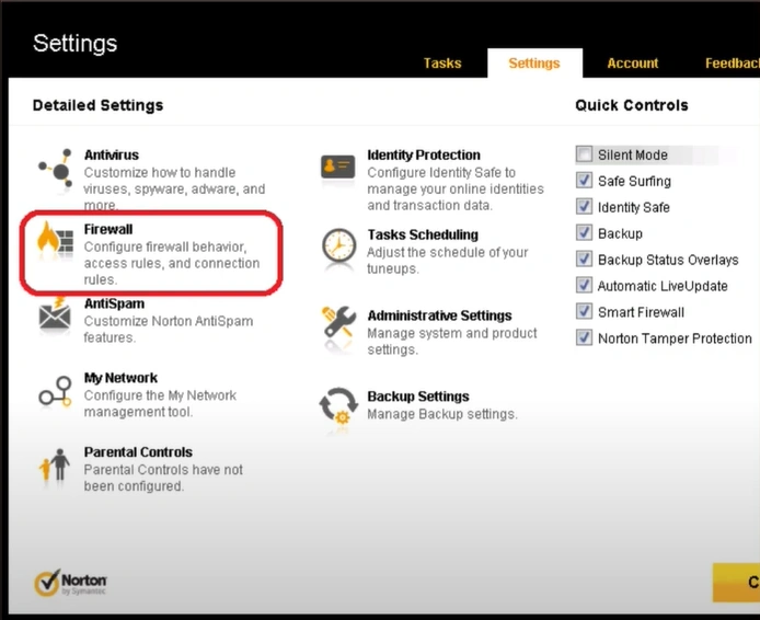 Click on the Firewall option
