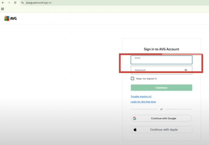Sign in to your AVG account