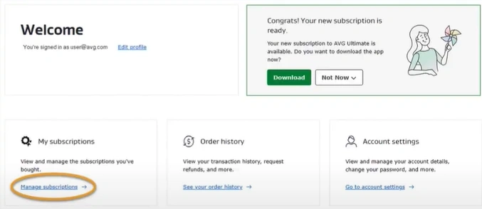 Go to the My Subscriptions tile