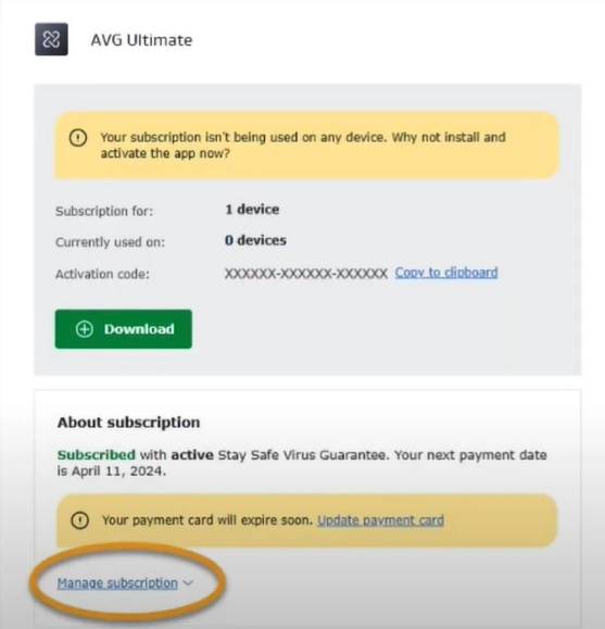 Go to the subscription you want to cancel