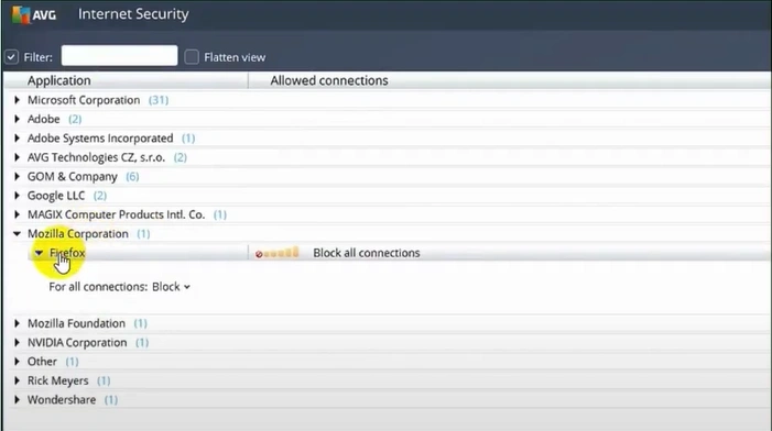 Select the Application