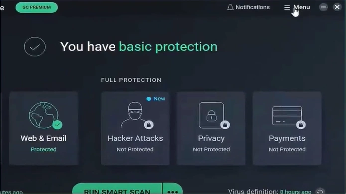Click on Menu in the top-right corner