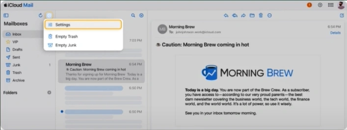 Click the settings icon