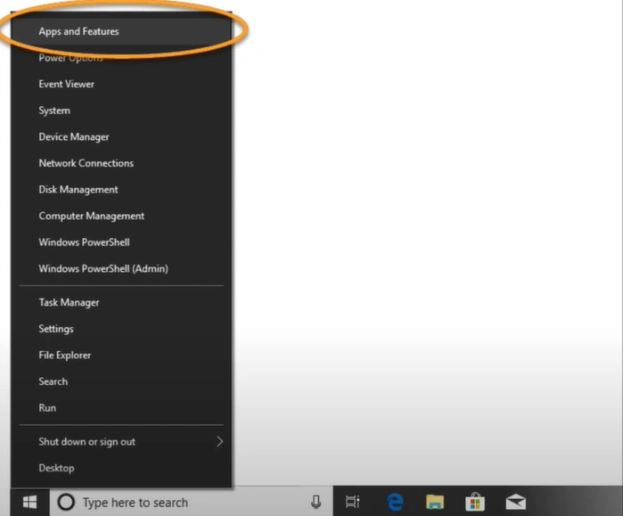 Right-click the Windows Start icon