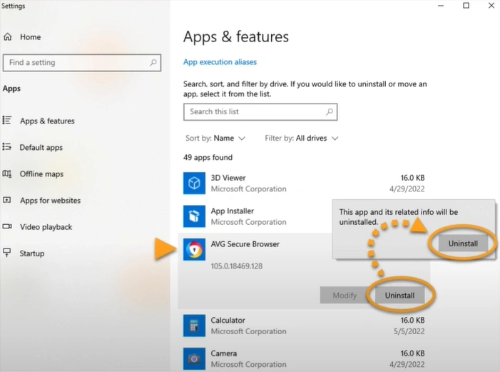 Click on AVG Secure Browser