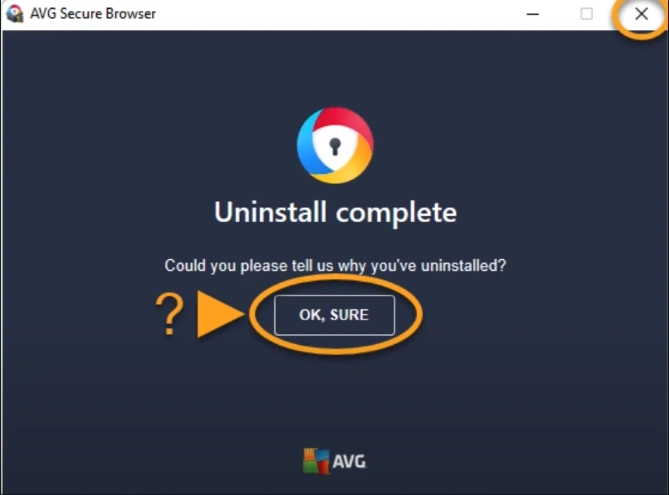 Uninstallation Complete screen