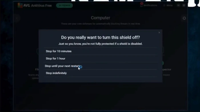 Turn off the File Shield