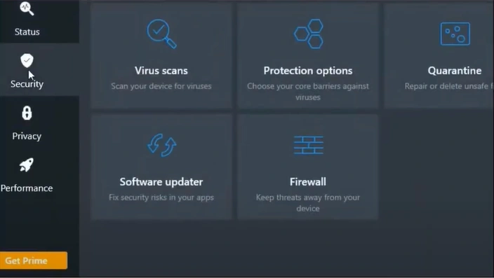 Click on Security in the sidebar