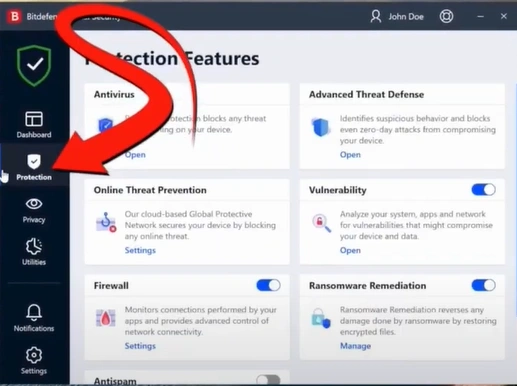 Click on the Protection tab